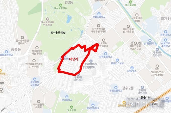2025년 제2차 주택재개발 후보지 선정구역(성북구 장위동 219-90일대 / 대상지 구역계는 신속통합기획 등 계획수립 과정에서 변경될 수 있음)