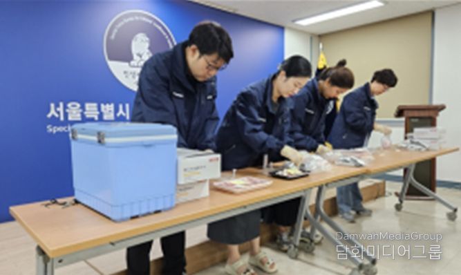 돼지고기 원산지판별 검정키트 활용 원산지 검사 장면