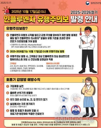 남원시, 2025-2026절기 인플루엔자 유행주의보 발령