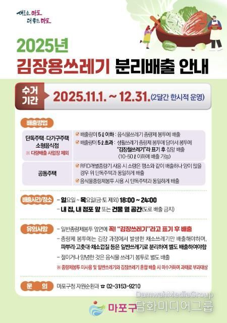 2025년 김장용 쓰레기 분리배출 안내문