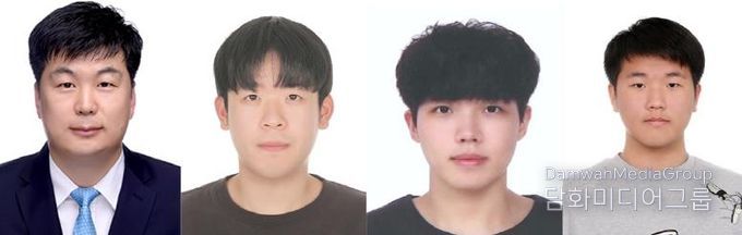 경상국립대학교 해양토목공학과 이우동 교수와 3학년 원현, 안병기, 강현준 학생(왼쪽부터)