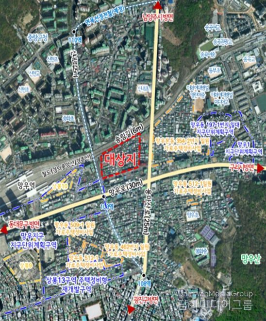 위치도(중랑구 신내1동 493-13번지 일대 모아타운)