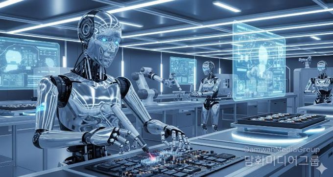 피지컬AI 휴머로이드 로봇이 작업하는 모습