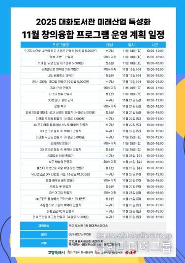 11월‘미래산업 특성화 창의융합 프로그램’안내문