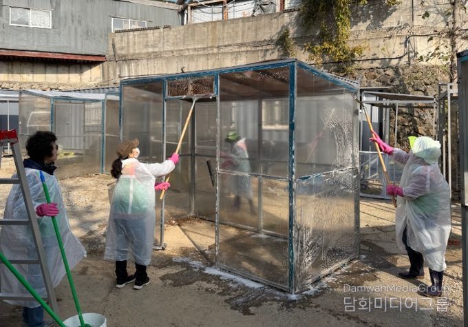 온기텐트 정비 모습