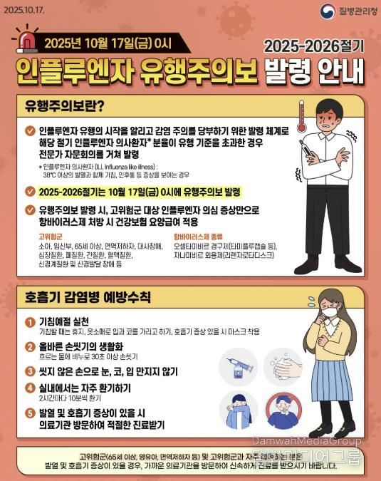 인플루엔자 발령 안내문
