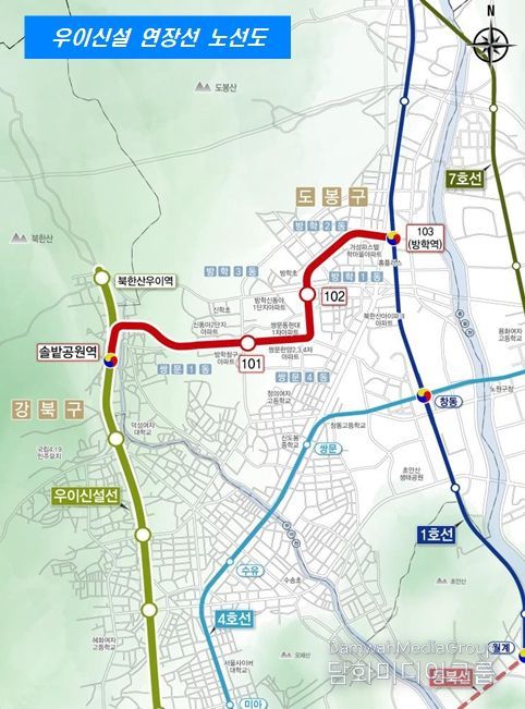 우이신설 연장선 노선도