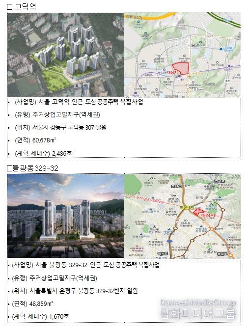 신규 도심 공공주택 복합지구 2곳 사업 개요