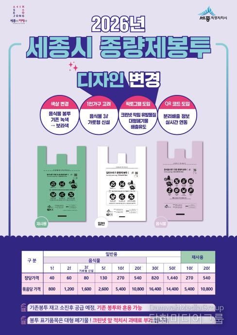 세종시 종량제 봉투 디자인 개선, 직관성 강화