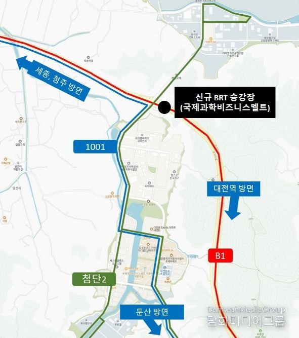 B1 노선 운영 대전역↔국제과학비즈니스벨트↔오송역 연결 강화