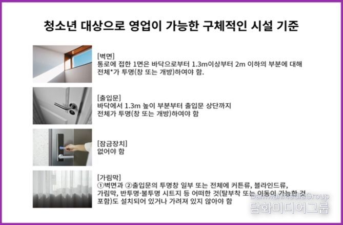 시설 기준(청소년 출입·고용금지업소 결정 고시)(2023-25호 요약/출처: 성평등가족부 블로그)