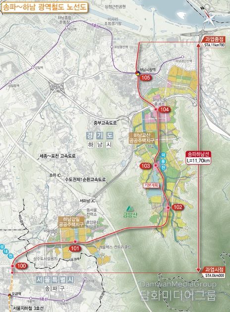 송파하남선 위치도.
