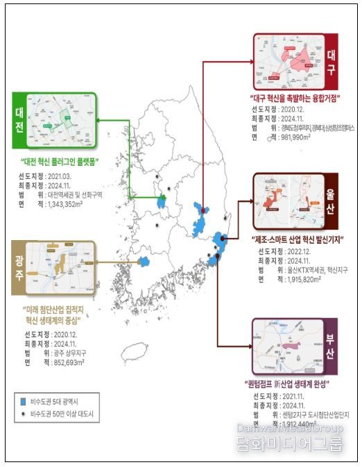 5대 광역시 도심융합특구 지정 현황