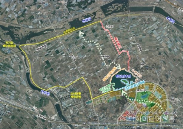 전주시, 장기간 정체된 도시 현안 해법 찾아 (만경강~백석제 생태탐방로 조성사업 위치도)