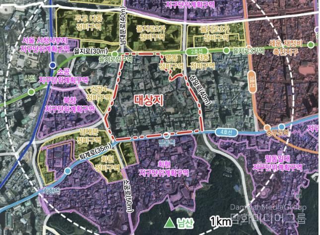 명동관광특구 지구단위계획구역 위치도
