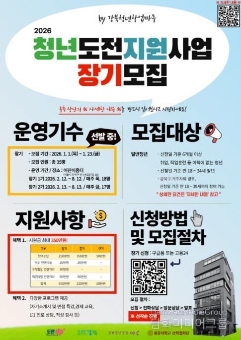 강북청년창업마루 2026 청년도전지원사업 장기 참여자 모집 안내문