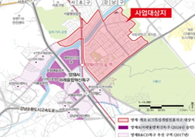 양재·개포 ICT 특정개발 진흥지구 위치도