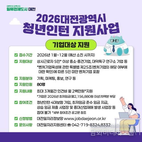 청년인턴 지원사업, 참여할 구직자․기업 찾습니다-기업