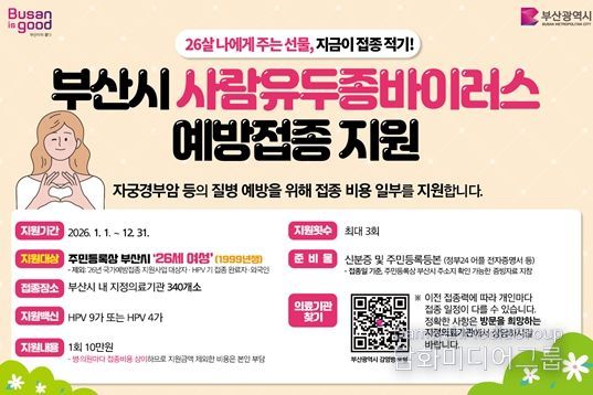 부산시, 올해도 사람유두종바이러스 예방접종 지원