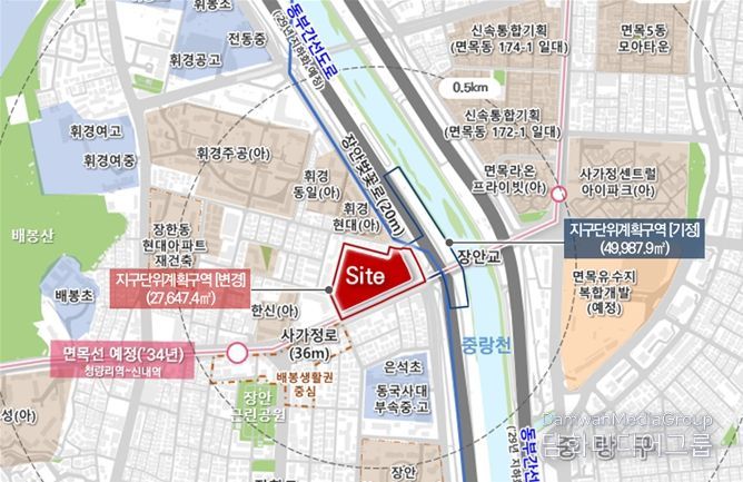 동부화물터미널 복합개발 위치도