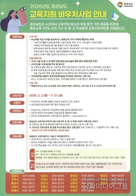 사천시, 2026년 경상남도 교육지원 바우처사업 추진