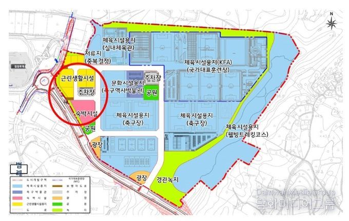 코리아풋볼파크 내 숙박·근린생활시설 용지 위치도.
