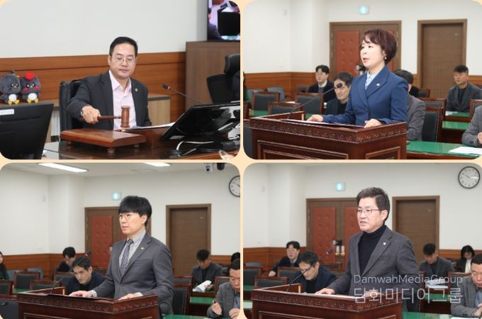 왼쪽부터 시계방향 : 한근수 위원장, 정현미 의원, 김동훈 의원, 원주영 의원