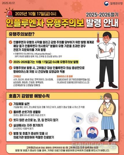 2025-2026절기 인플루엔자 유행주의보 발령 안내문
