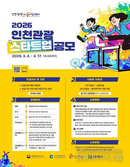 2026 인천 관광스타트업 모집’공모 포스터