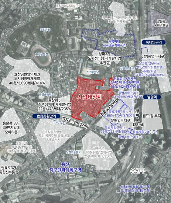 위치도 (용산구 원효로1가 82-1번지 일대)