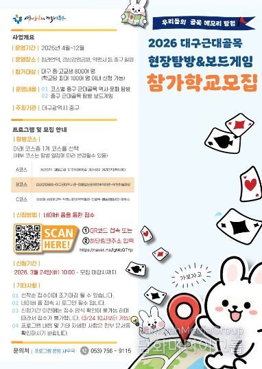 대구 중구, 청소년 참여형 근대골목 보드게임 탐방 운영(포스터).