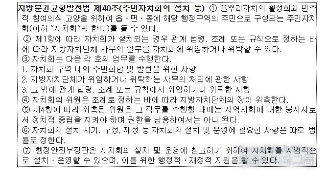 「지방분권균형발전법」 제40조 및 지역별 조례를 통해 시범운영 중